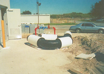 Two 450 mm (18 in.) pre-insulated 90° elbows, prior to installation in a district cooling application, at a Florida Theme Park.