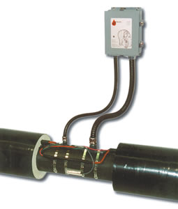 Typical installation using a PFK-1 to connect the heating cables to a UTC-2230 electronic thermostat.